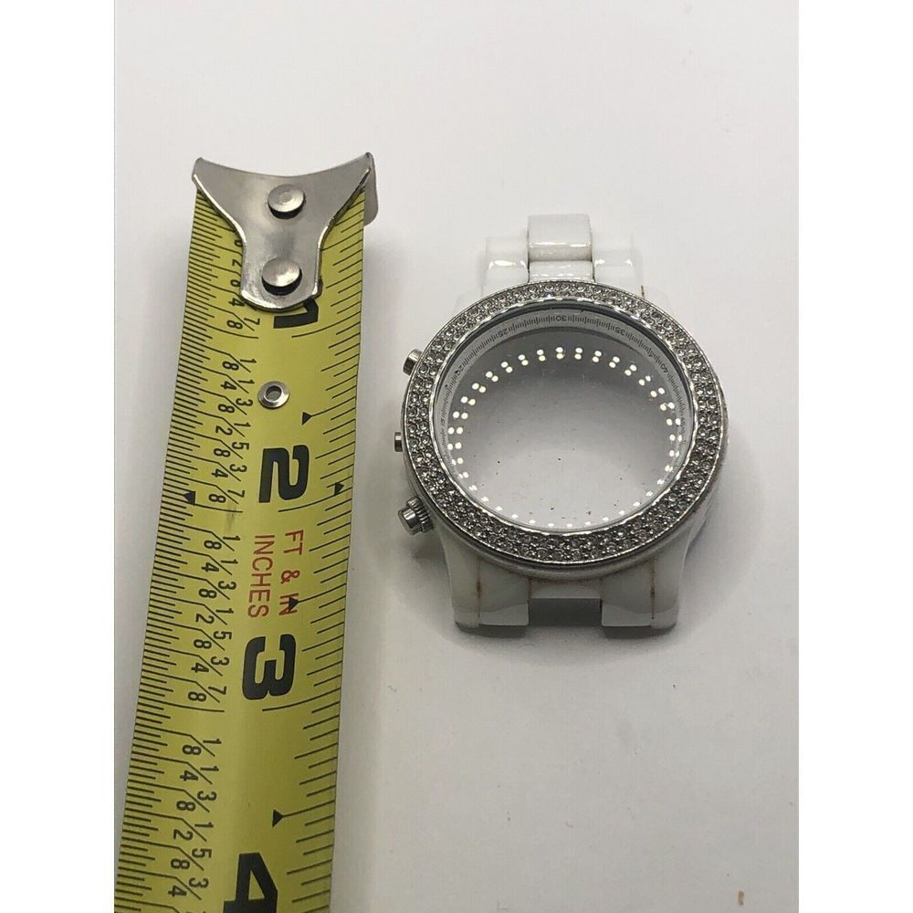 Michael Kors Watch Parts White Ceramic W/Crystal Case 40mm Band Links 20mm PJ1